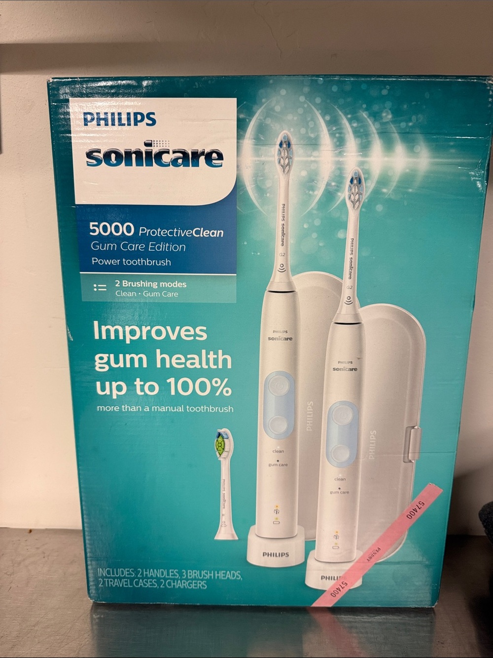 Philips Sonicare 5000 Electric Toothbrush Set - Teal & White, NIB